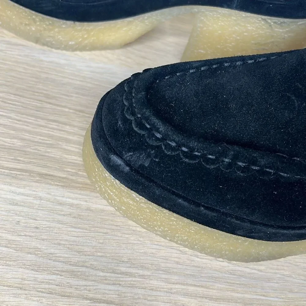 Marc Fisher Lina Platform Loafer Black Suede Leather Size 9M